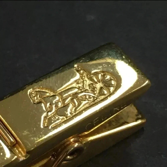 Celine Horse Carriage Gold Tone Clothespin Paper Holder Clip - Picture 2 of 6